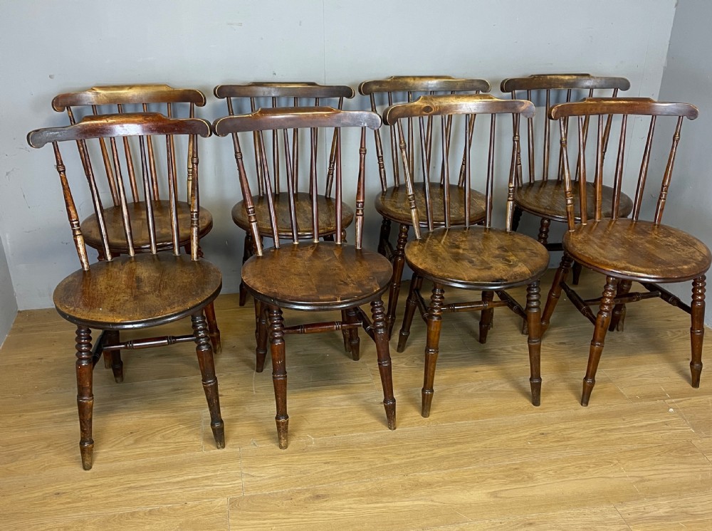 Set of eight ibex kitchen chairs circa 1900 View II