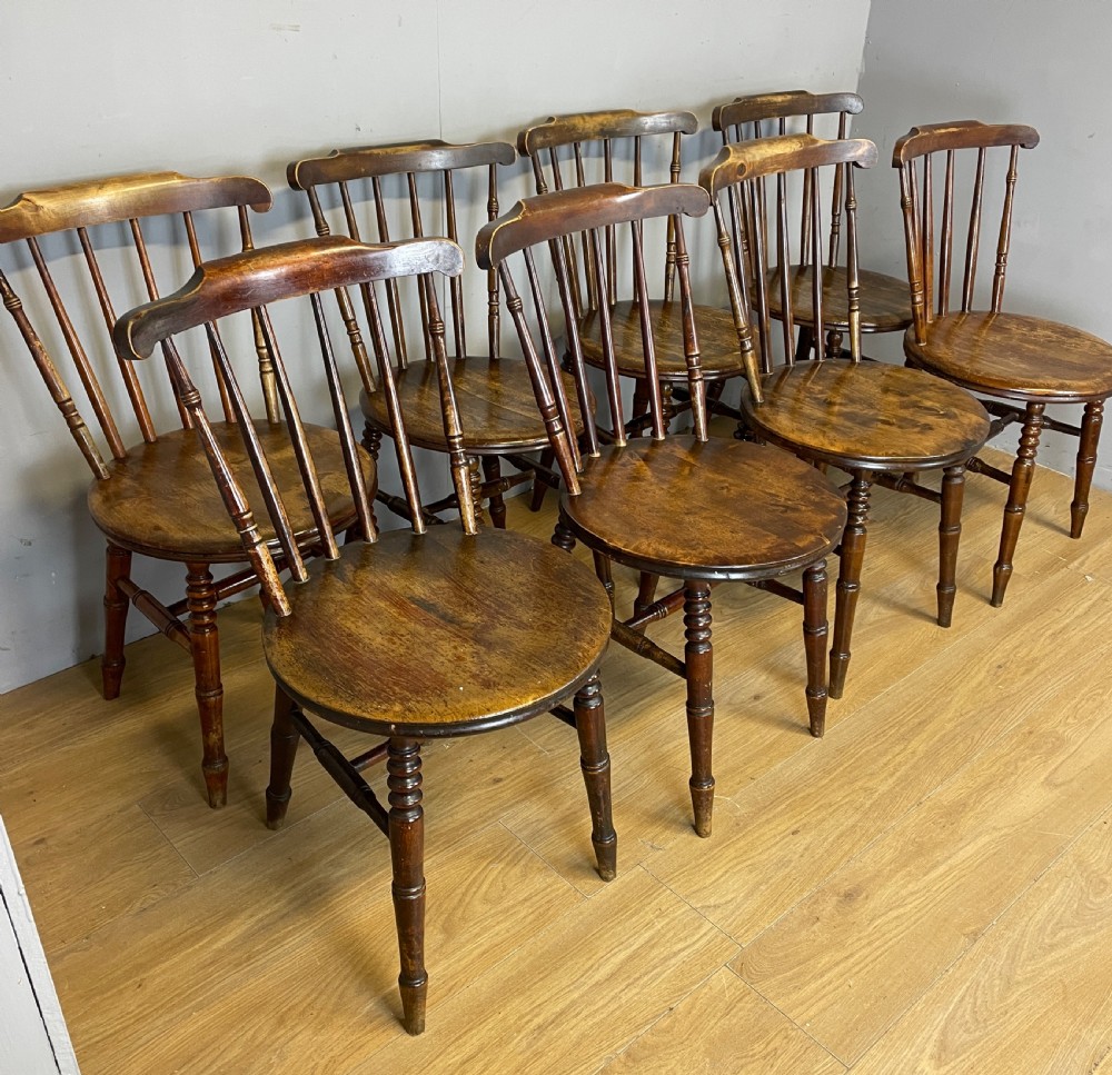 Set of eight ibex kitchen chairs circa 1900 View IV