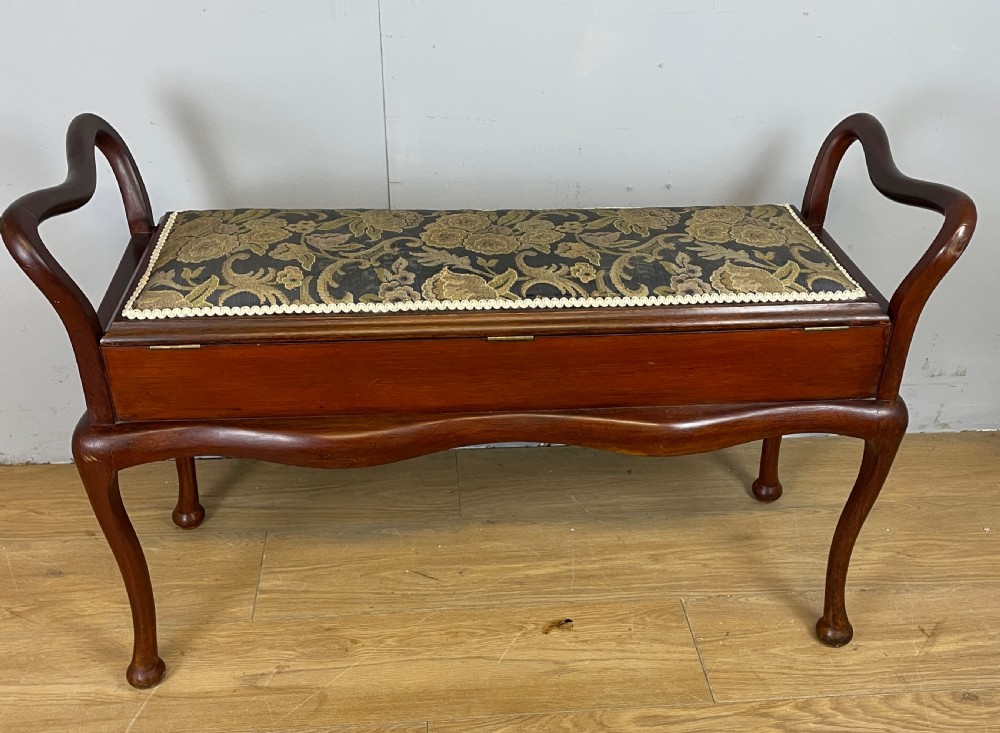 Edwardian mahogany duet stool View VIII