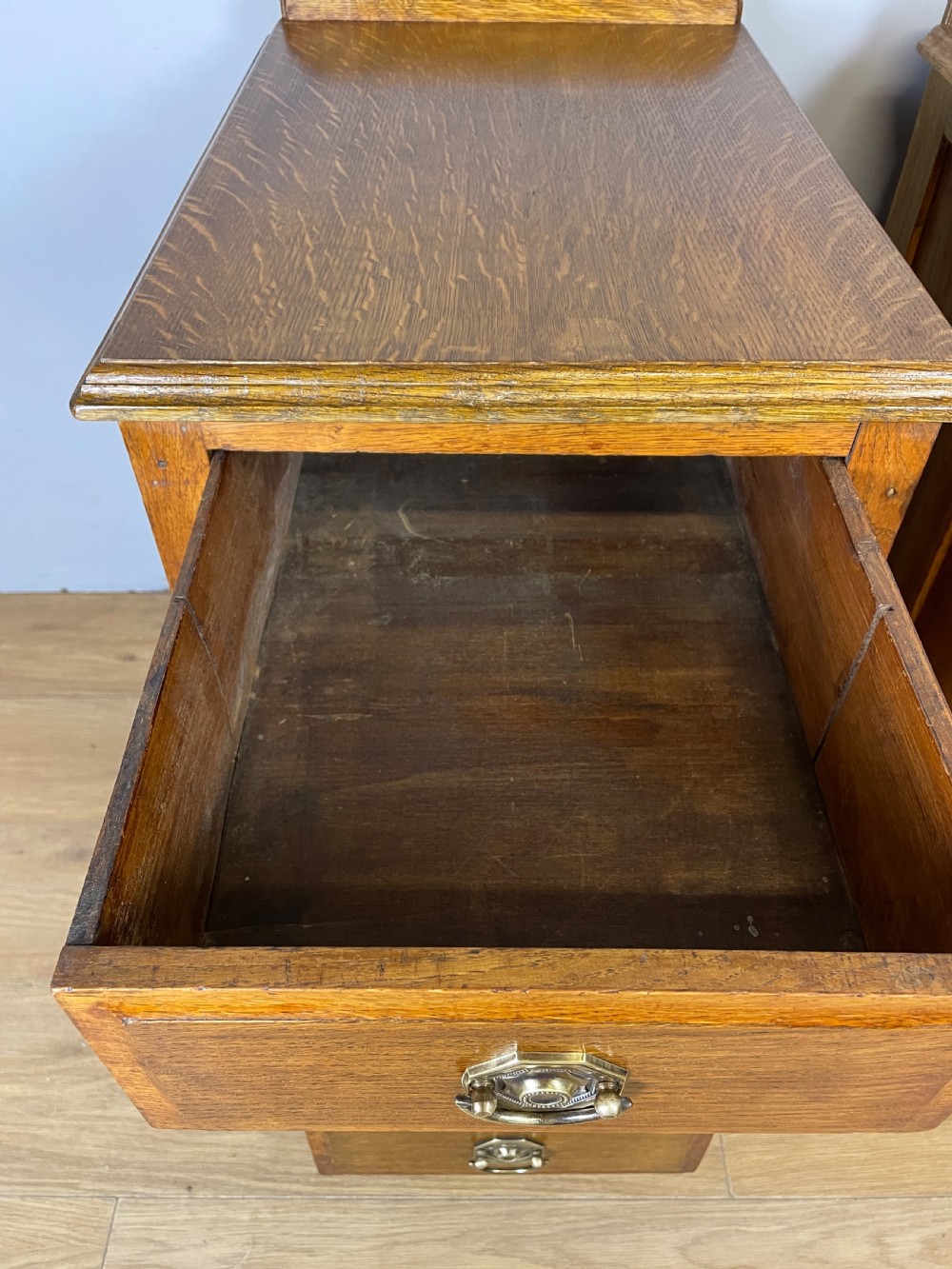 Edwardian golden oak pair of bedside cabinets  View VIII
