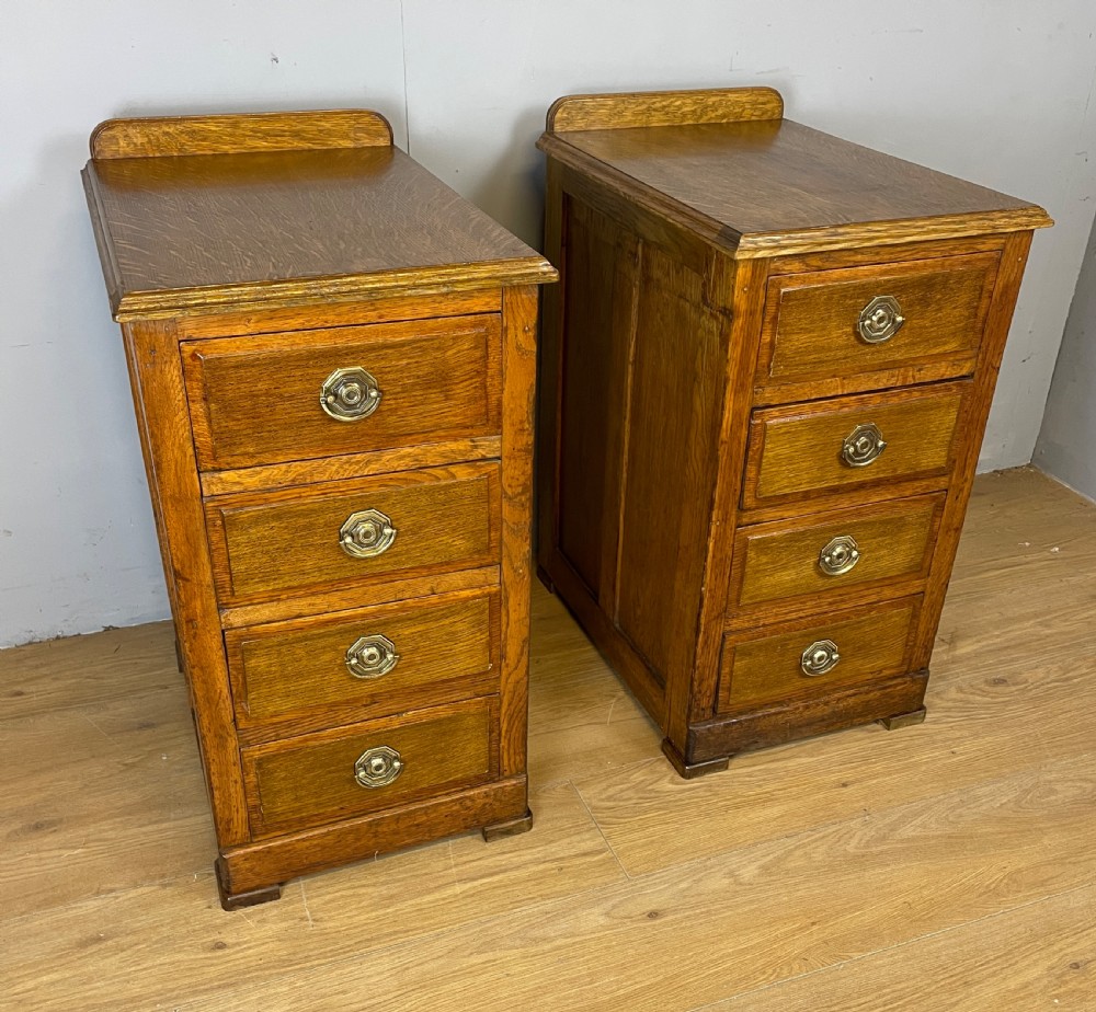 Edwardian golden oak pair of bedside cabinets  View XIII