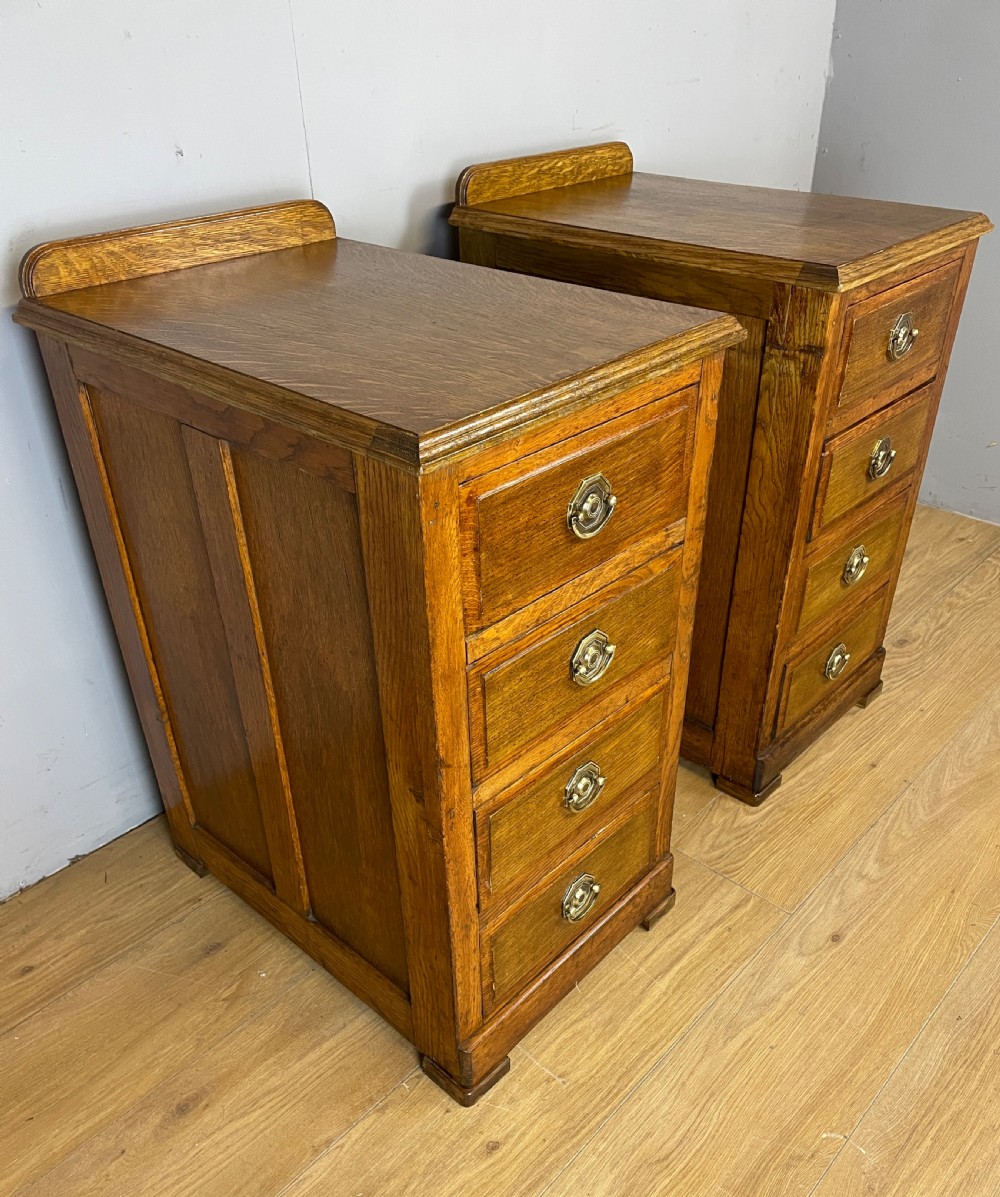 Edwardian golden oak pair of bedside cabinets  View XIV