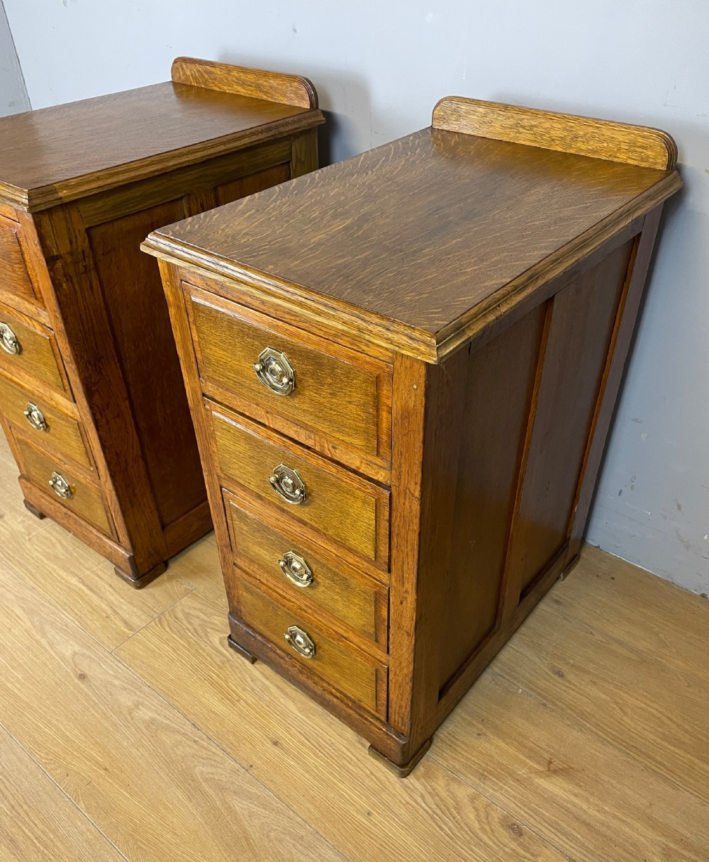 Edwardian golden oak pair of bedside cabinets  View XVI