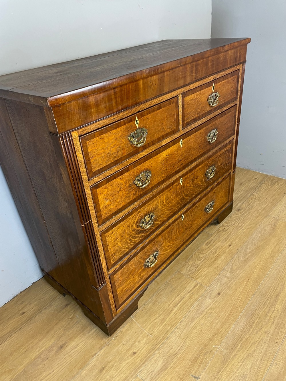 Georgian oak four height chest of drawers  View III