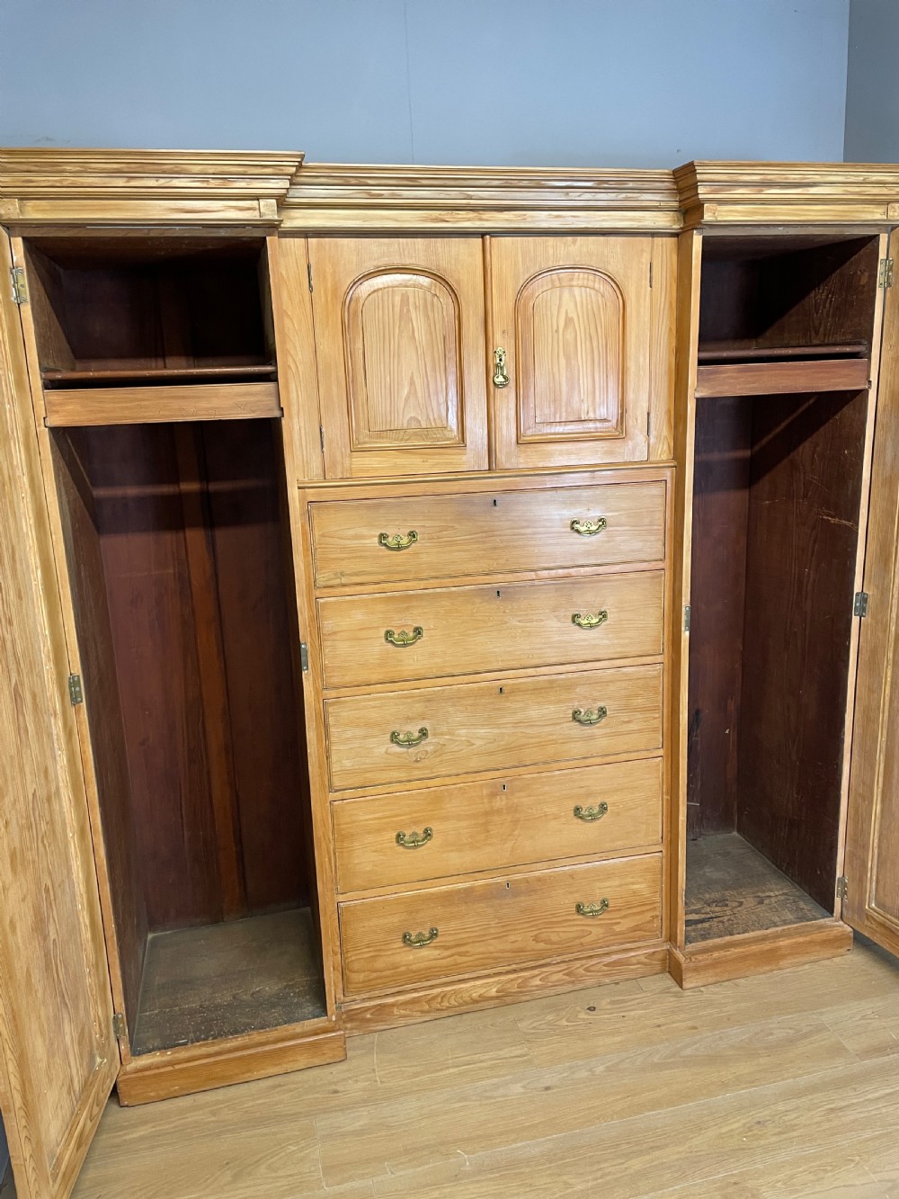 C19TH large pine breakfront wardrobe  View VI