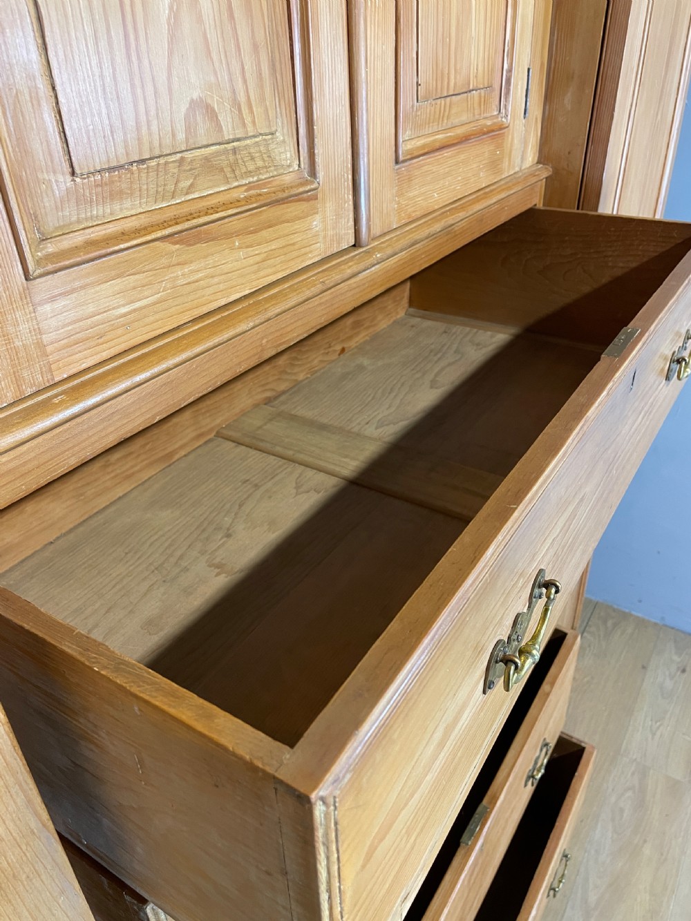 C19TH large pine breakfront wardrobe  View XII