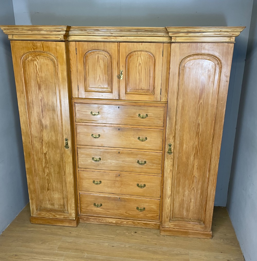 C19TH large pine breakfront wardrobe  View XIV