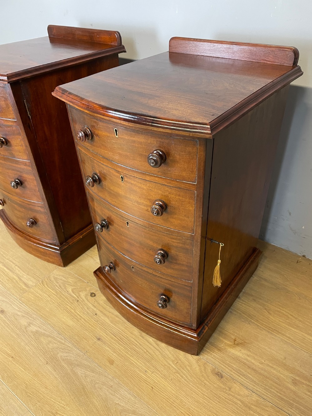 Pair of C19TH mahogany bedside cabinets  View III