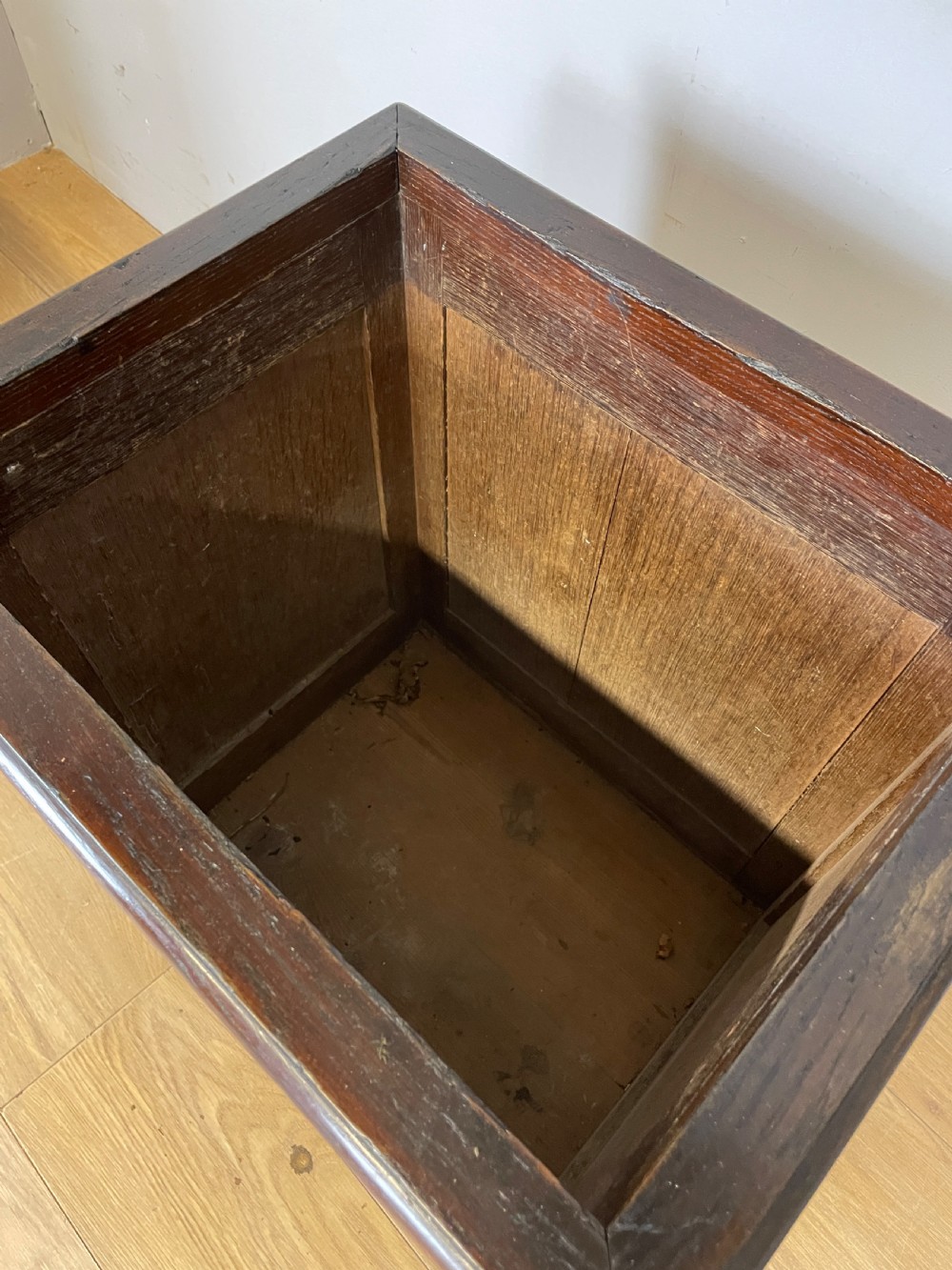 C19TH solid oak carved log bin in Jacobean style  View VI