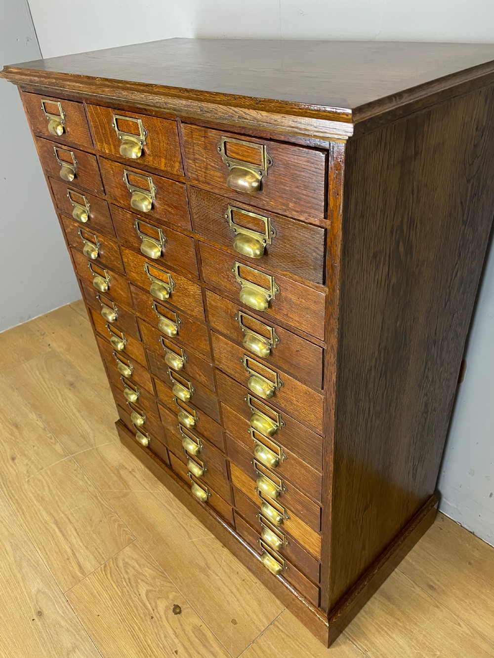Edwardian cabinet of 33 oak filing drawers  View XIV
