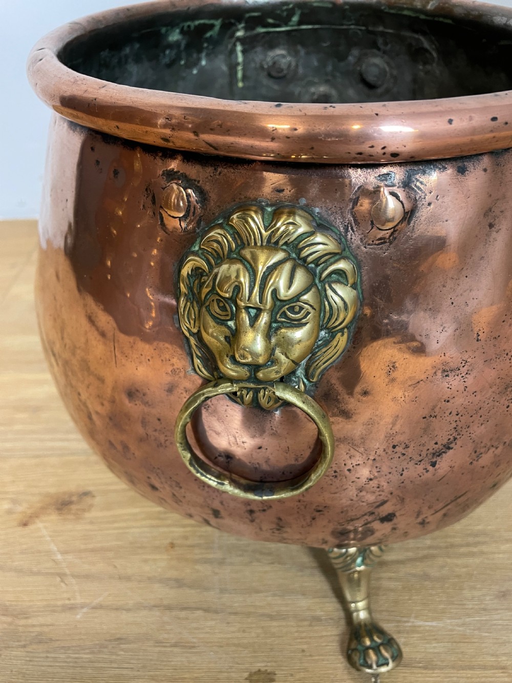 Victorian copper jardiniere with brass handles  View IV