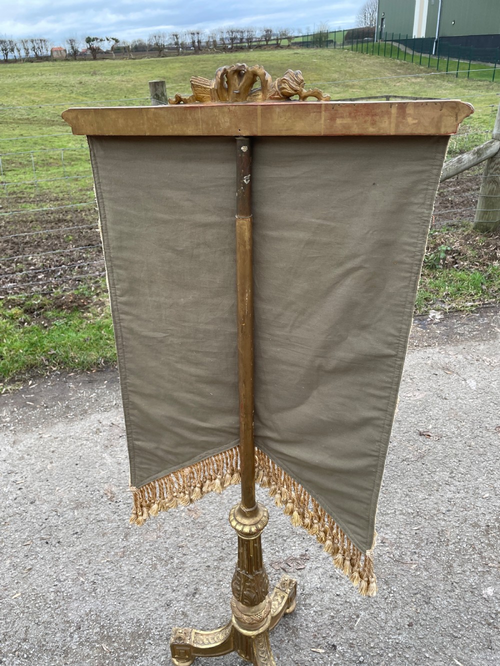 C19TH carved gilded needlepoint fire screen  View VII