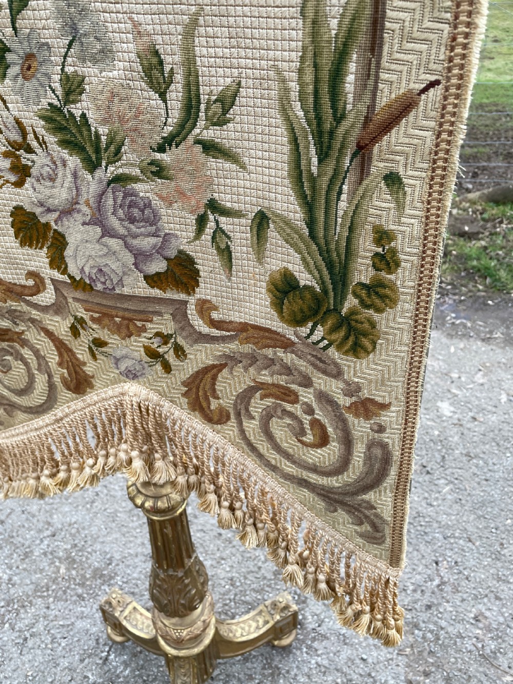 C19TH carved gilded needlepoint fire screen  View XI