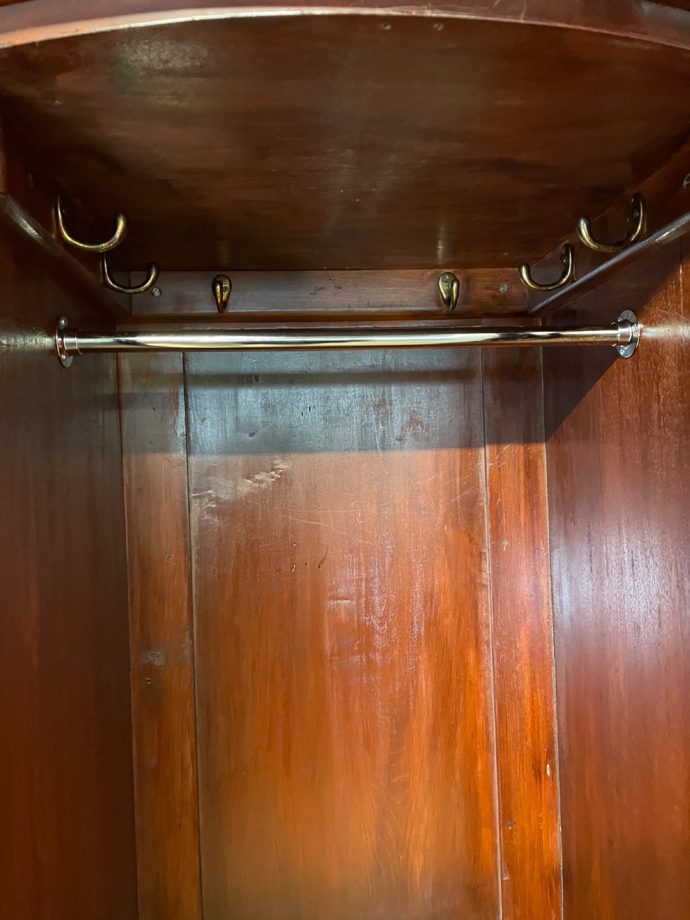 C19TH flame mahogany inlaid triple bow front wardrobe  View XV