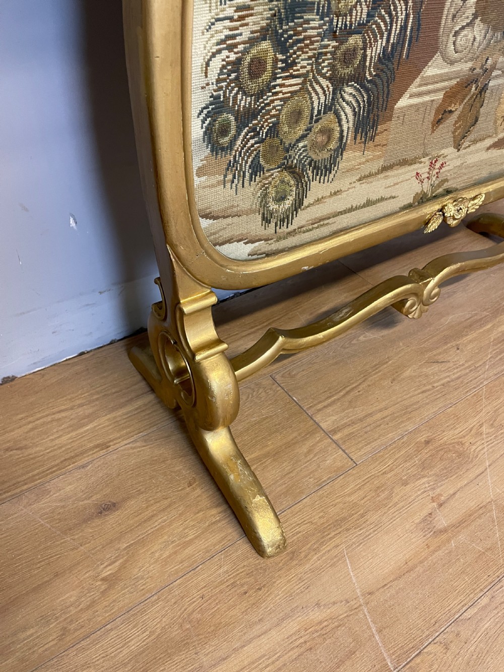 Large country house carved needlework fire screen  View IV