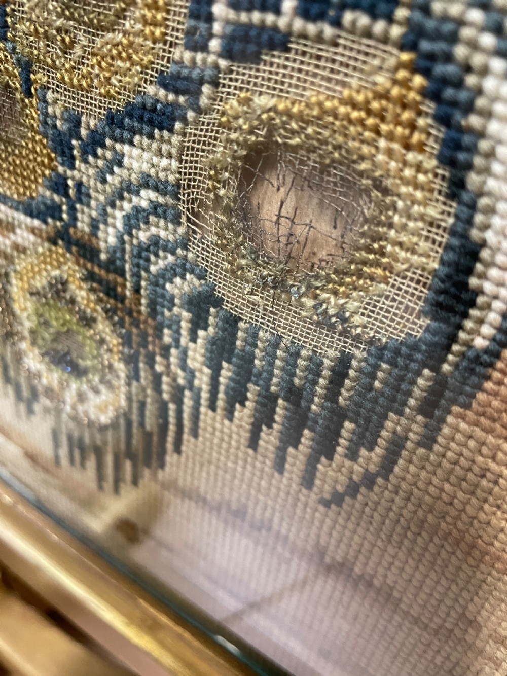 Large country house carved needlework fire screen  View IX