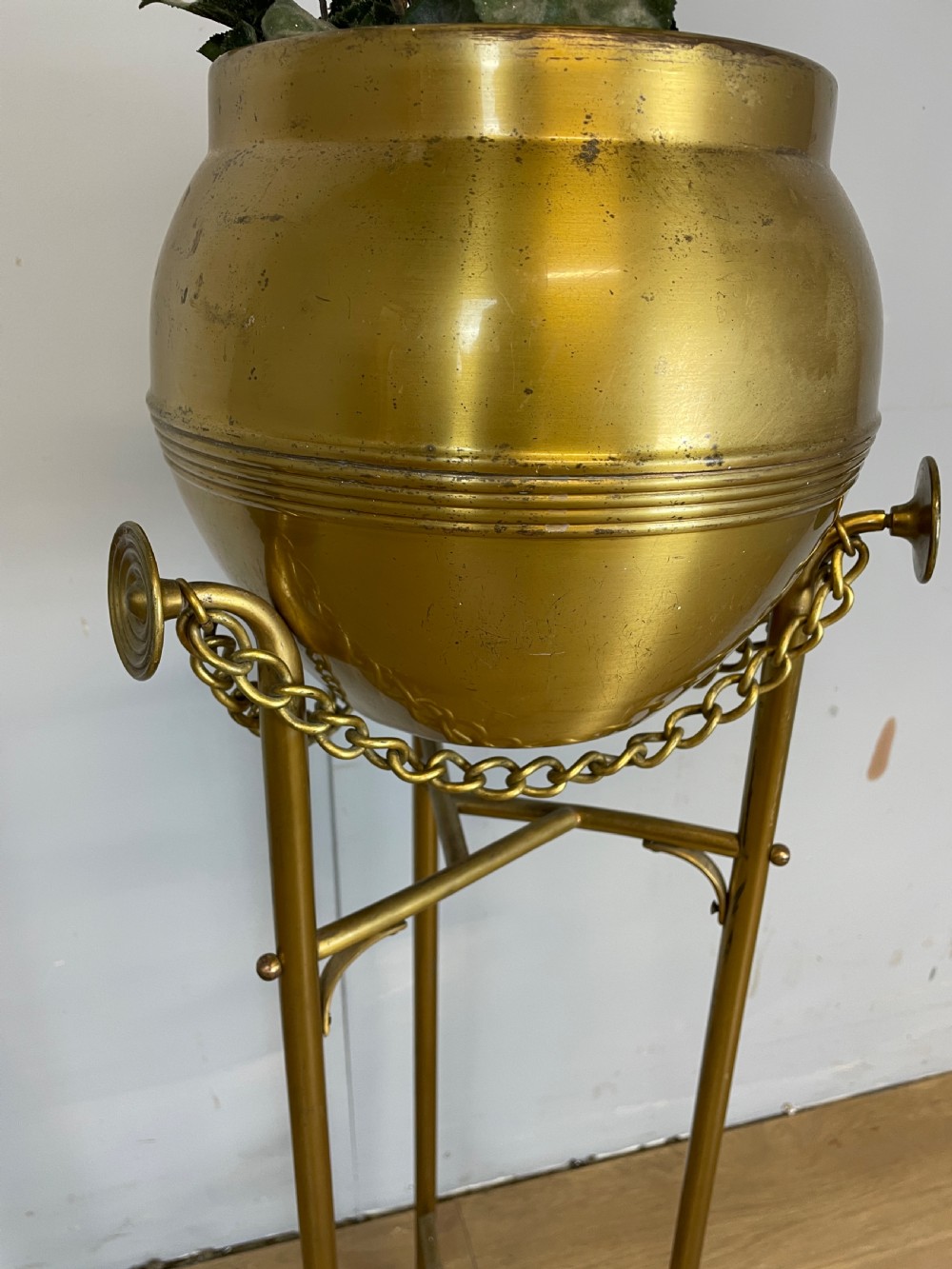 Arts and Crafts solid brass plant stand  View III
