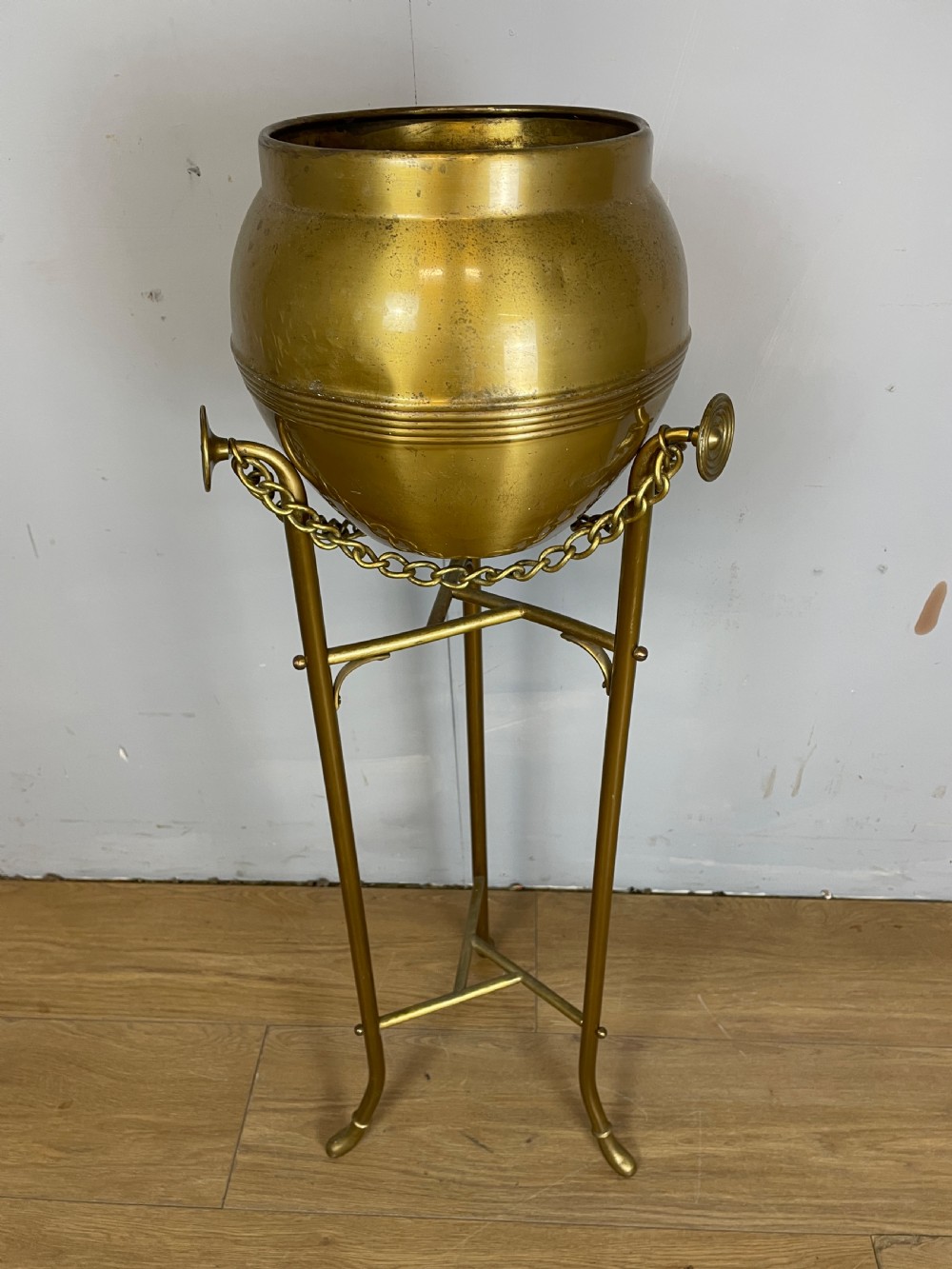 Arts and Crafts solid brass plant stand  View VII