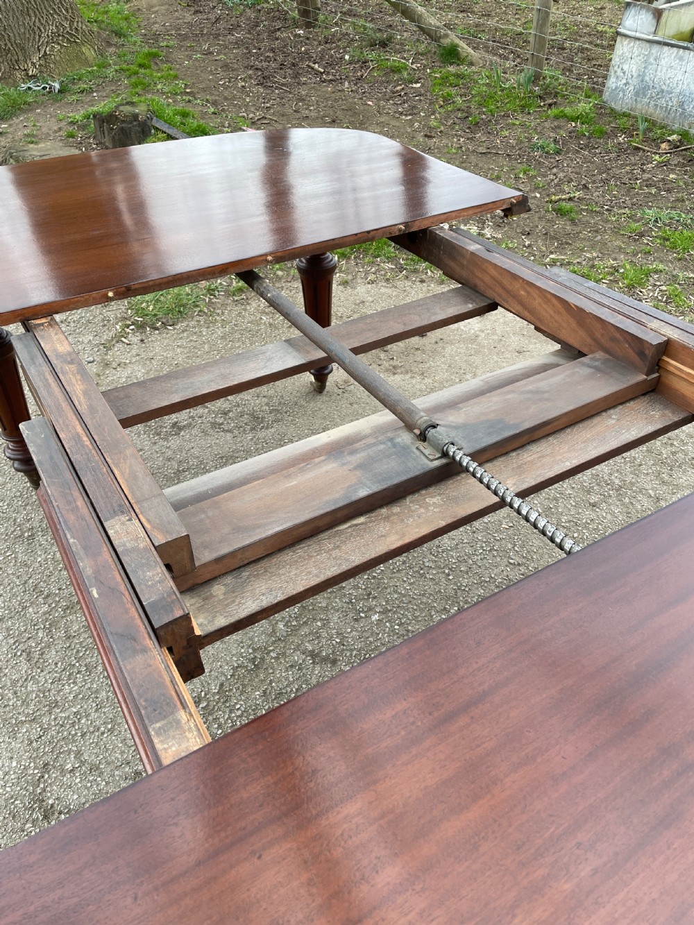 C19TH walnut eight seater wind out dining table  View X
