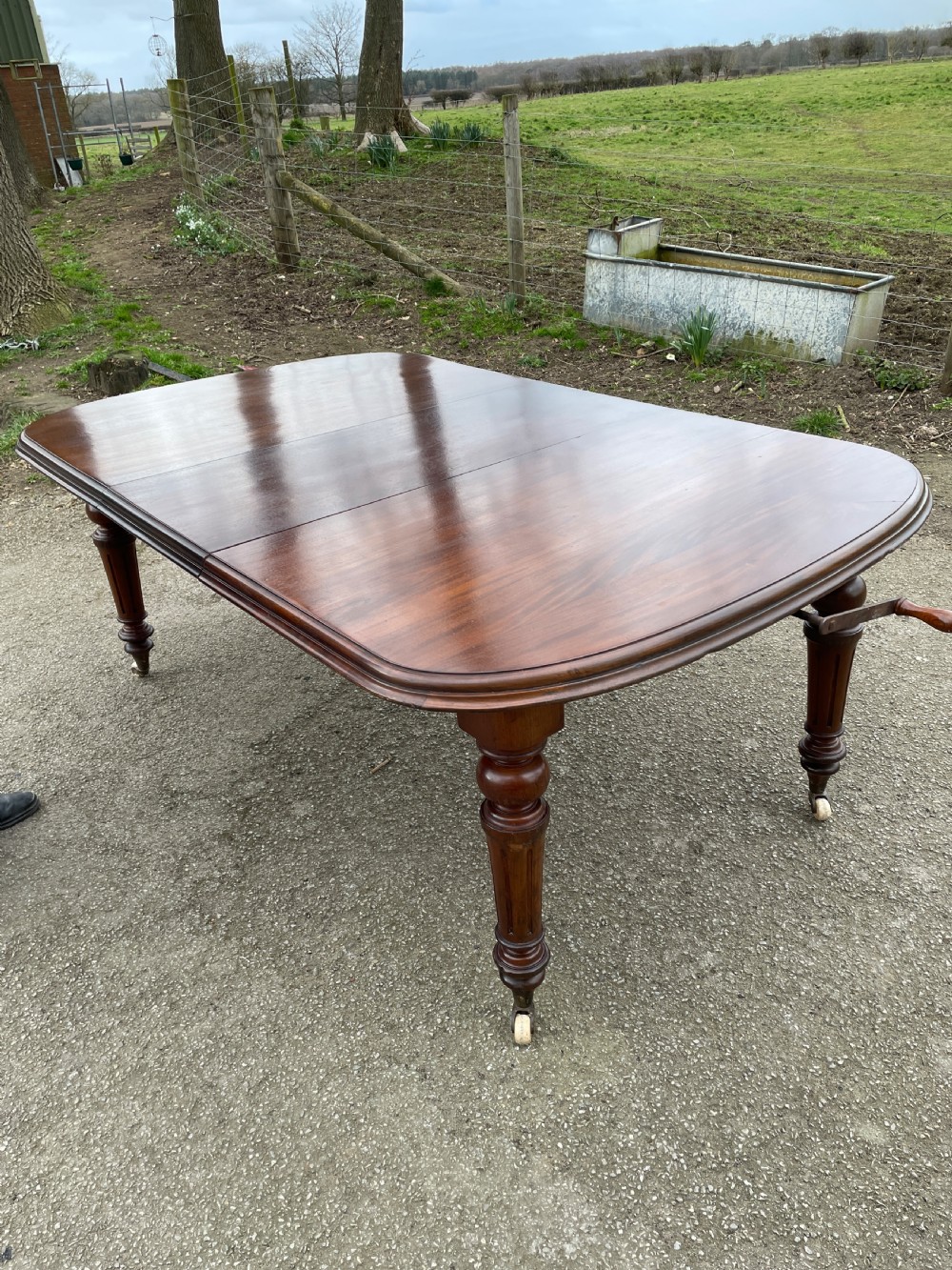 C19TH walnut eight seater wind out dining table  View XII