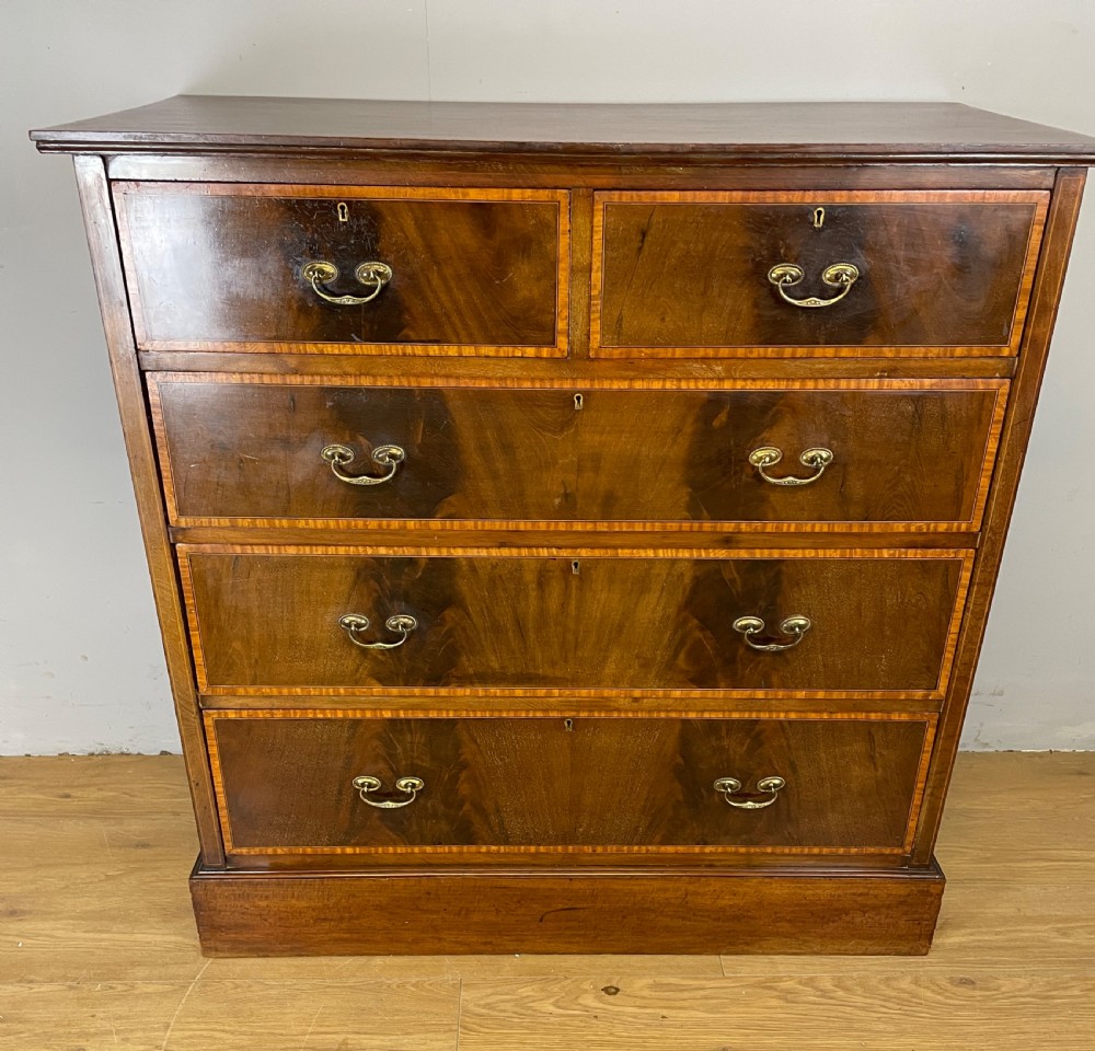Edwardian flame mahogany inlaid chest of drawers  View IX