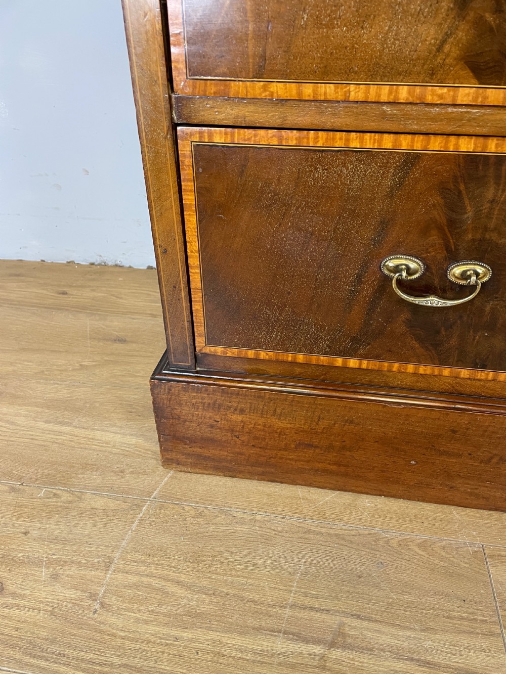 Edwardian flame mahogany inlaid chest of drawers  View X