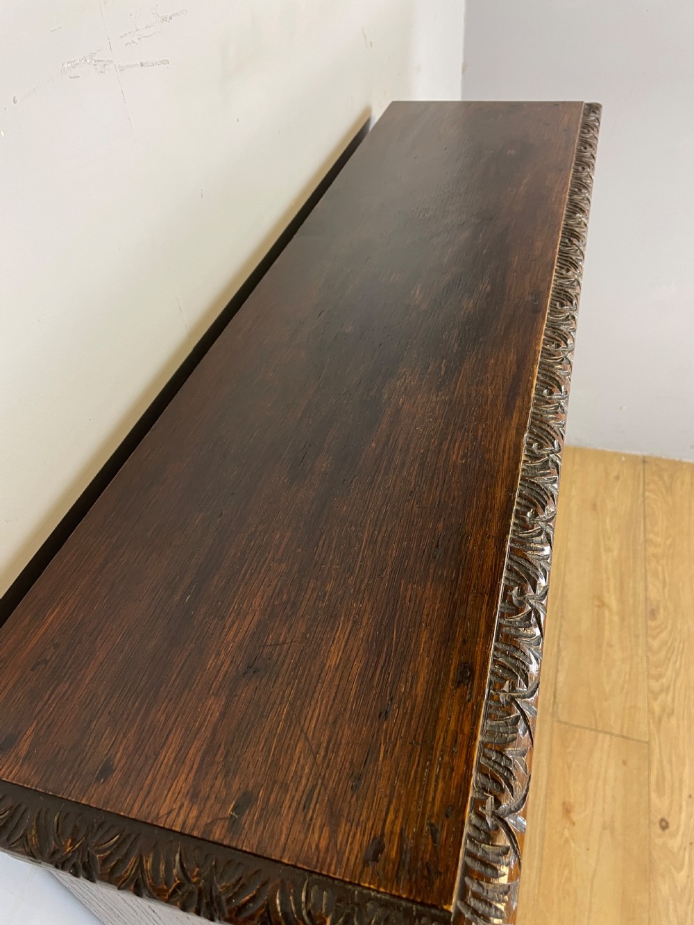 C19TH solid oak freestanding open bookcase  View IV