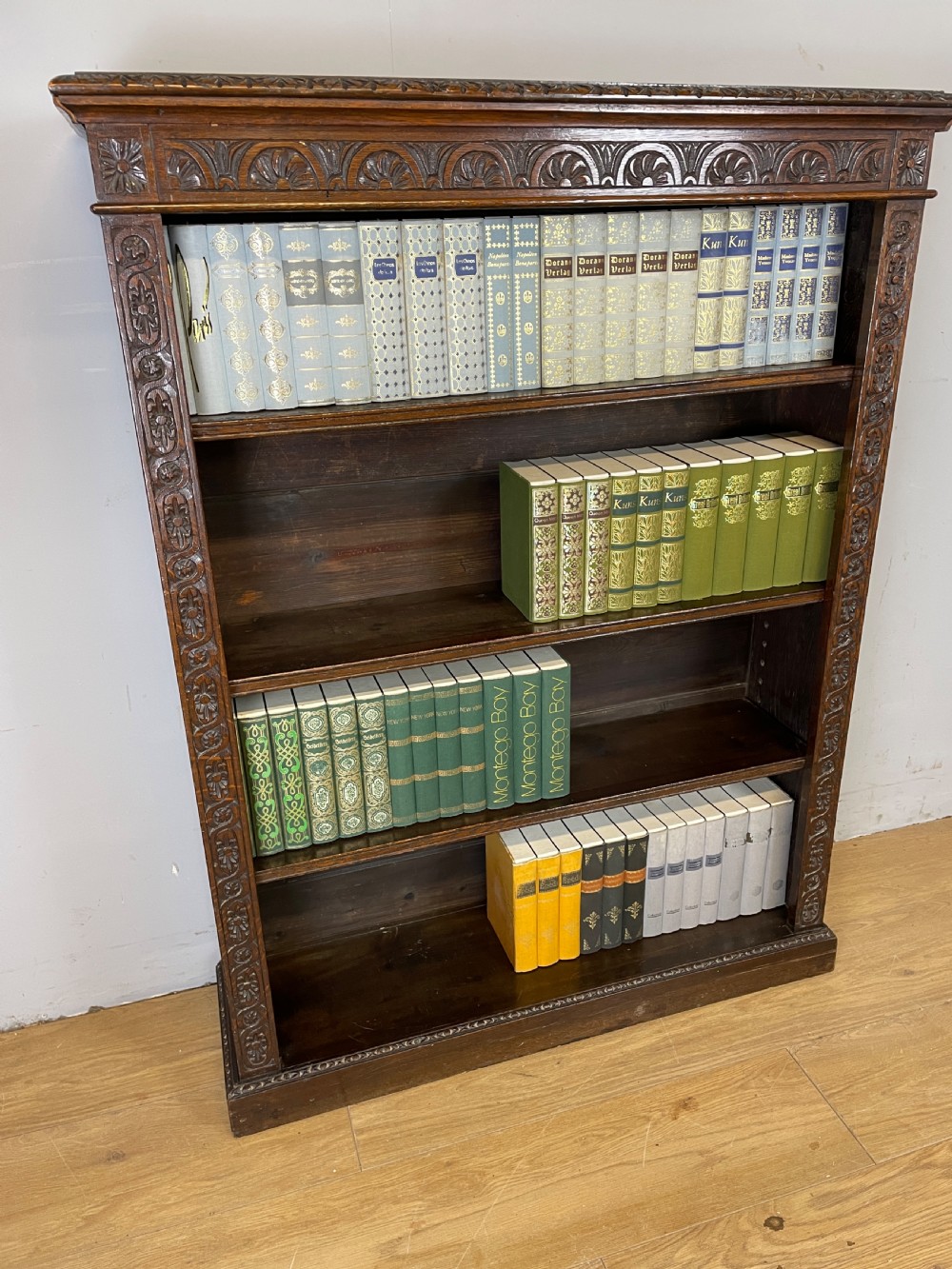 C19TH solid oak freestanding open bookcase  View VIII