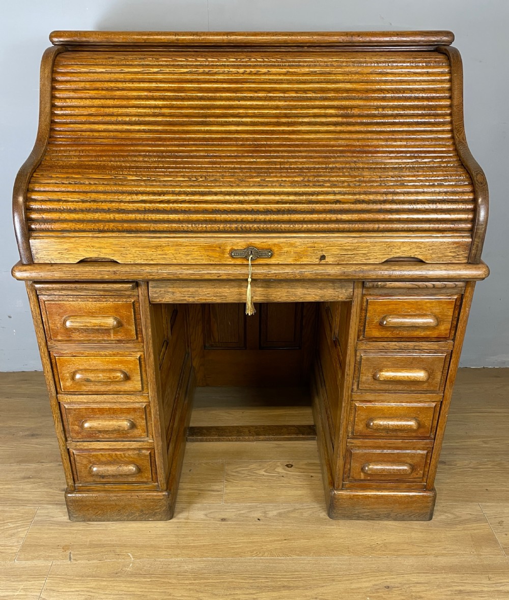 Oak roll top desk by the Derby desk Co USA View III