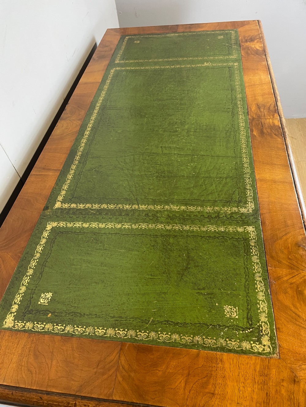 C19TH burr walnut twin pedestal desk  View V