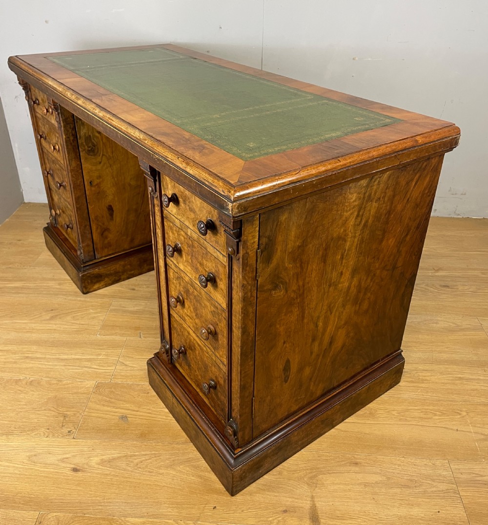 C19TH burr walnut twin pedestal desk  View IX