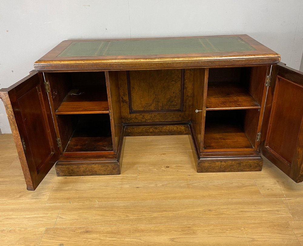 C19TH burr walnut twin pedestal desk  View X