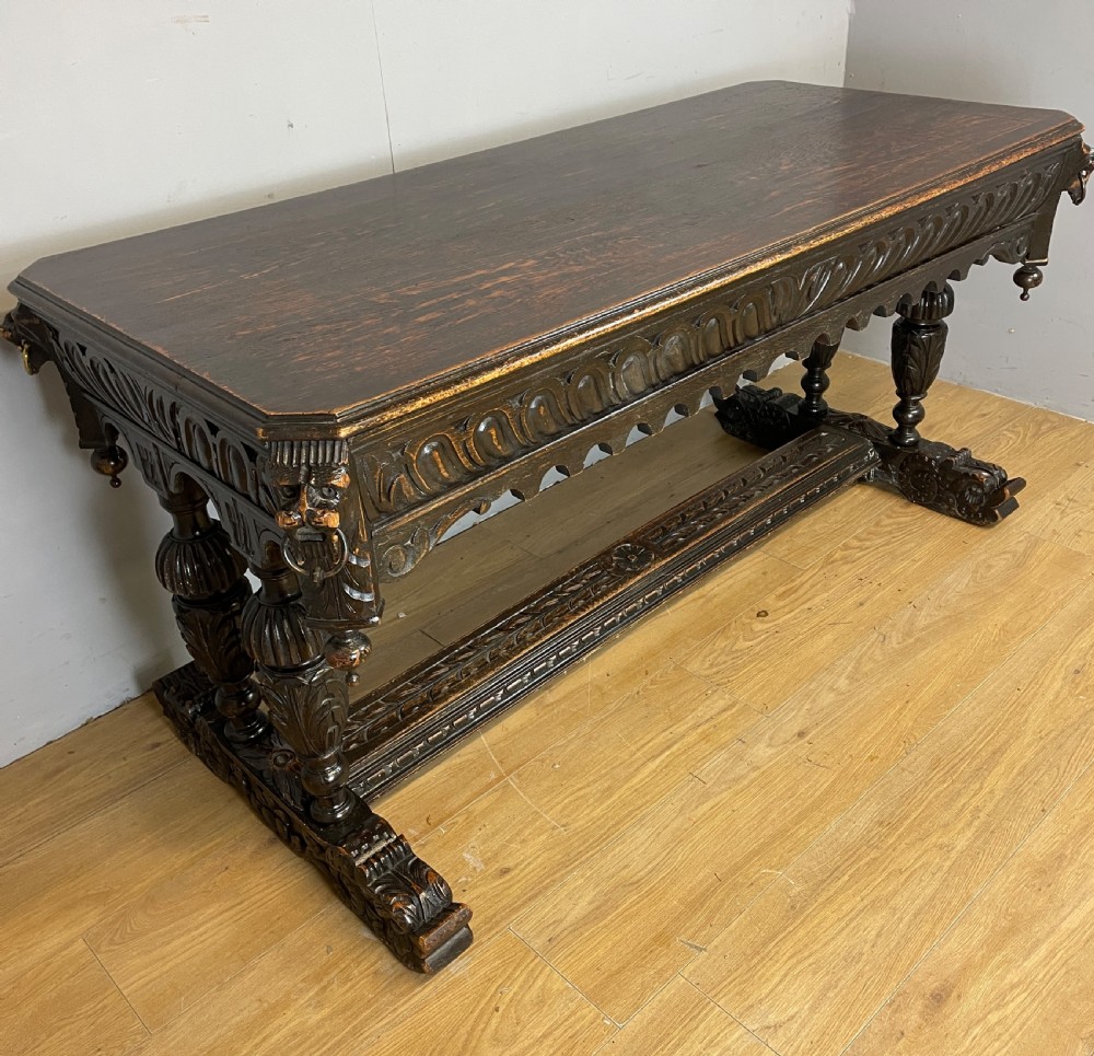 C19TH Jacobean style carved oak centre table 