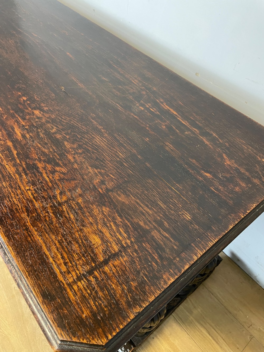 C19TH Jacobean style carved oak centre table  View VII