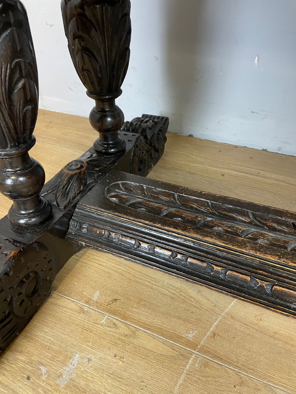 C19TH Jacobean style carved oak centre table  View VIII