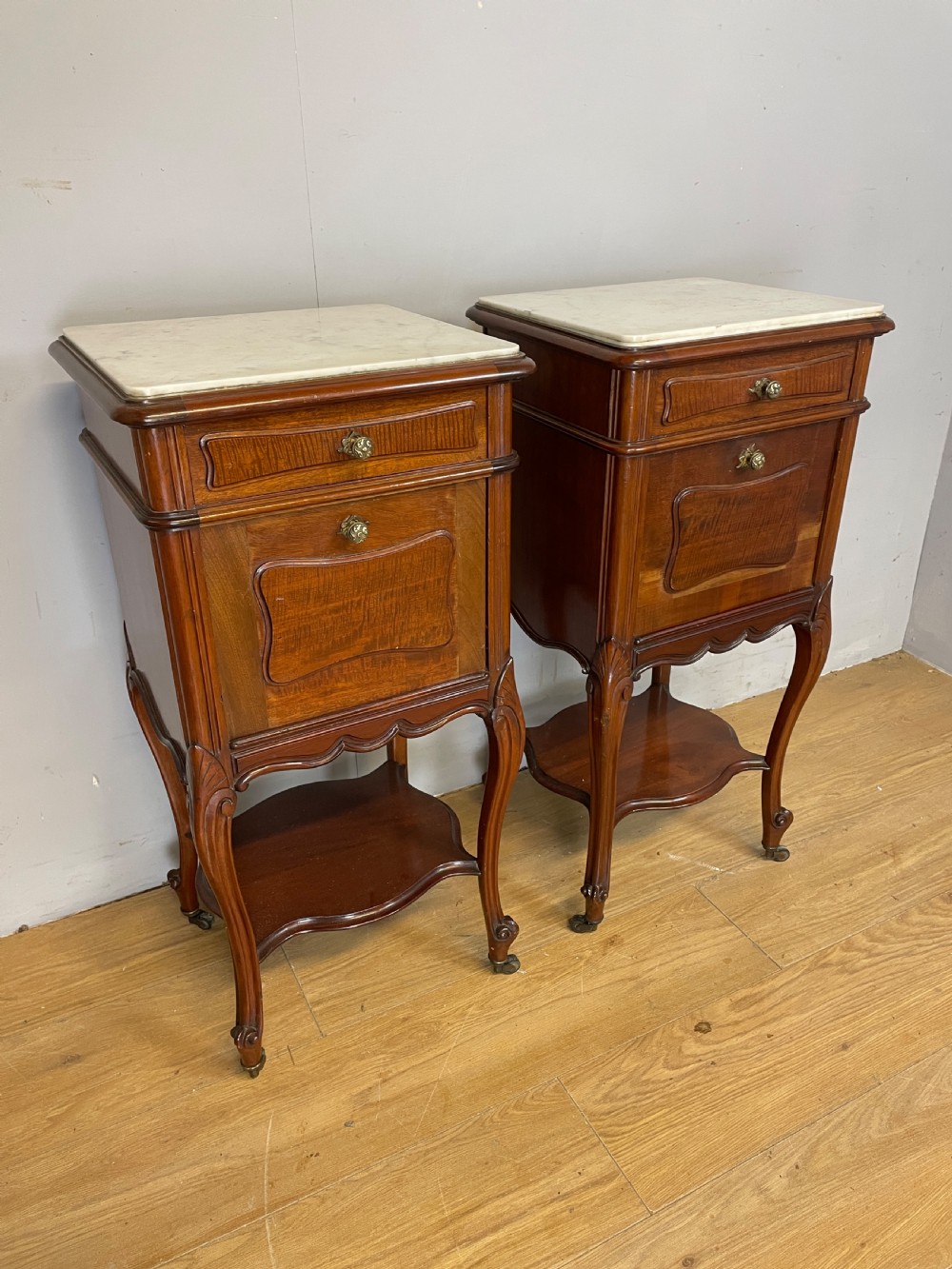 C19TH pair of French mahogany bedside cabinets 