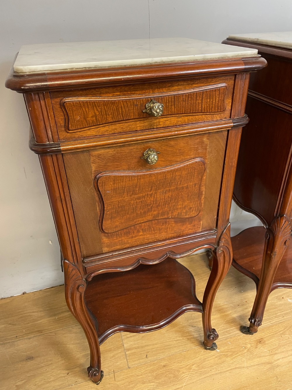 C19TH pair of French mahogany bedside cabinets  View II