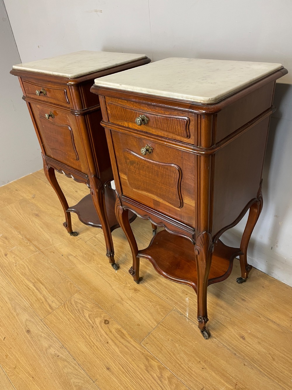 C19TH pair of French mahogany bedside cabinets  View III