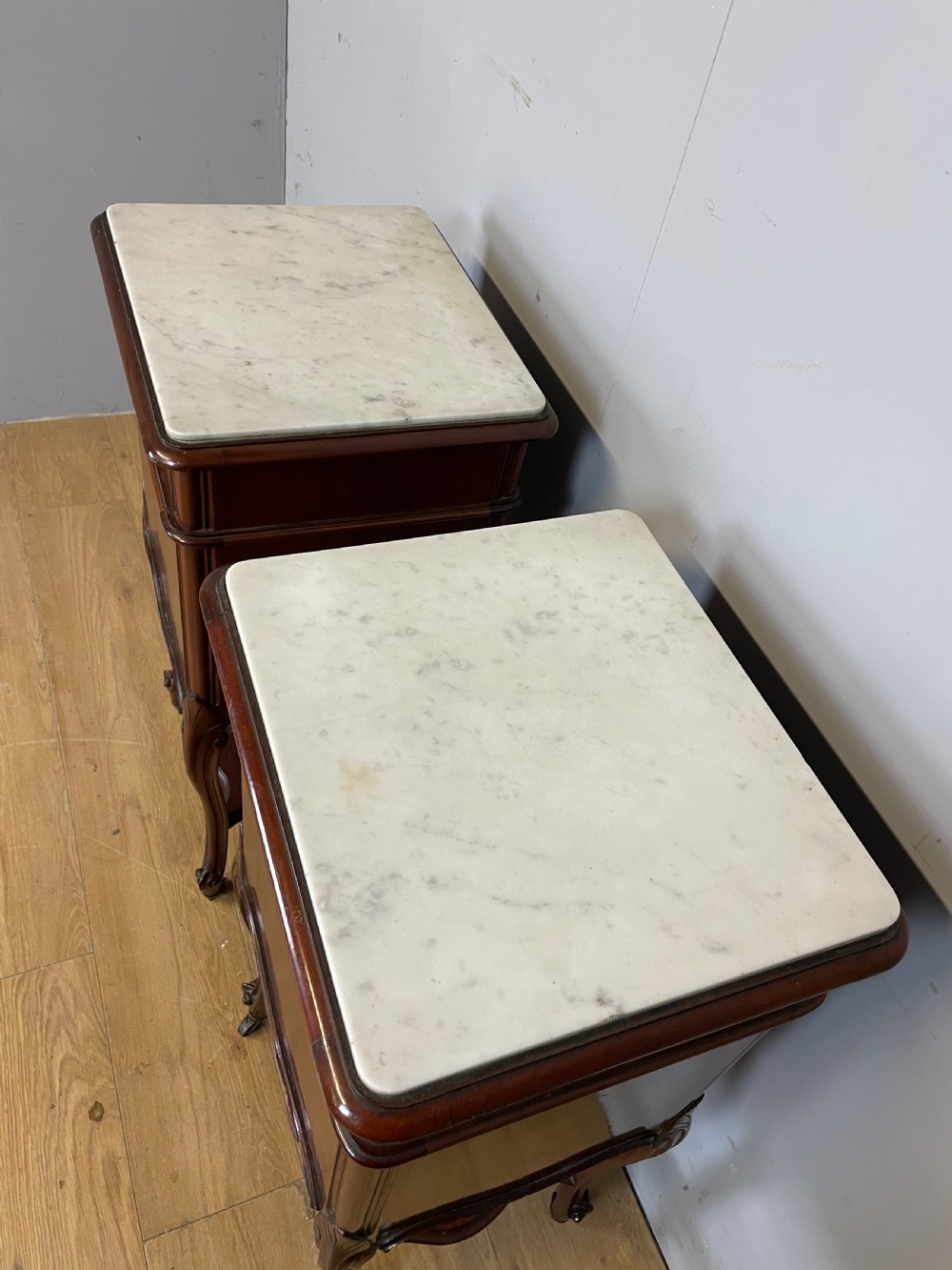 C19TH pair of French mahogany bedside cabinets  View XII