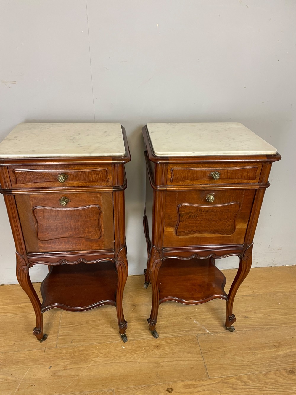 C19TH pair of French mahogany bedside cabinets  View XVI