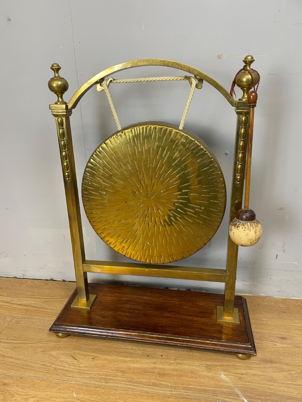 Edwardian brass country house dinner gong 