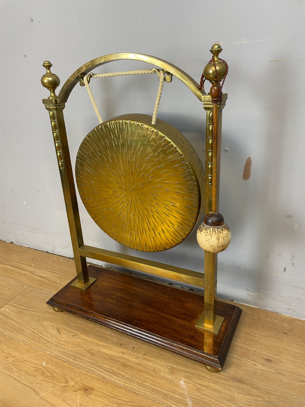 Edwardian brass country house dinner gong  View II