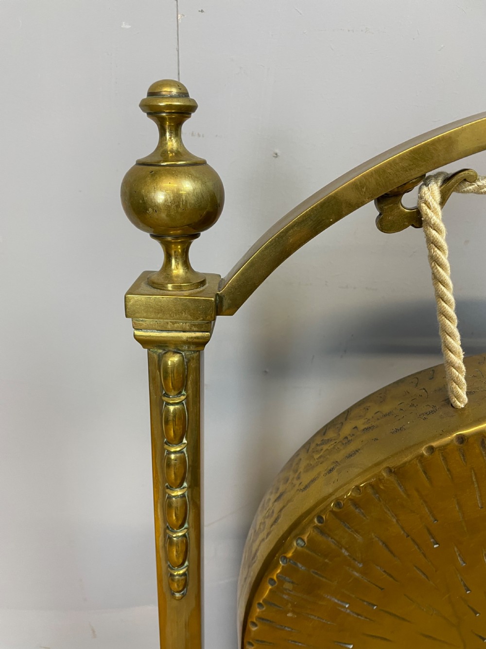Edwardian brass country house dinner gong  View IV