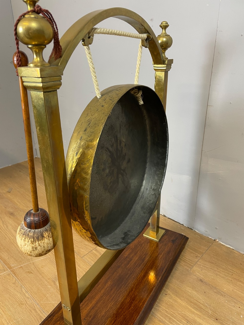 Edwardian brass country house dinner gong  View X