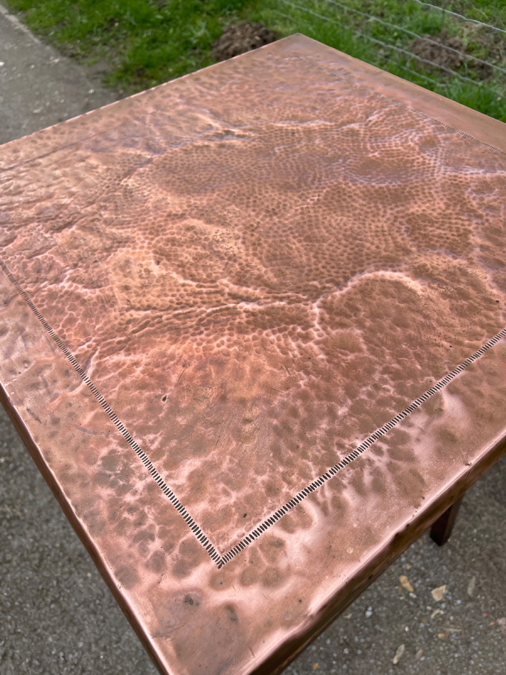 Arts and crafts oak table with copper top View II