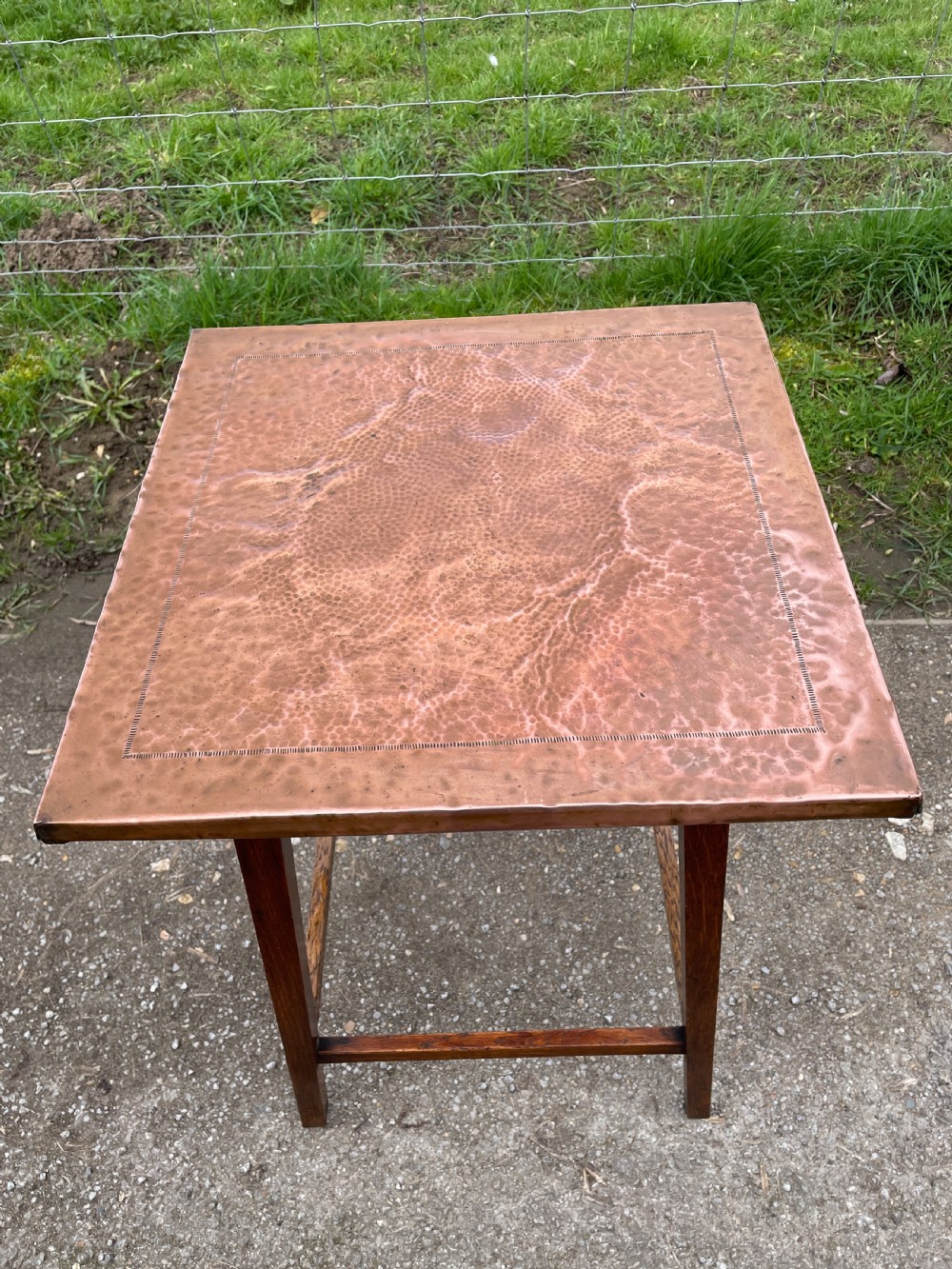 Arts and crafts oak table with copper top View VIII