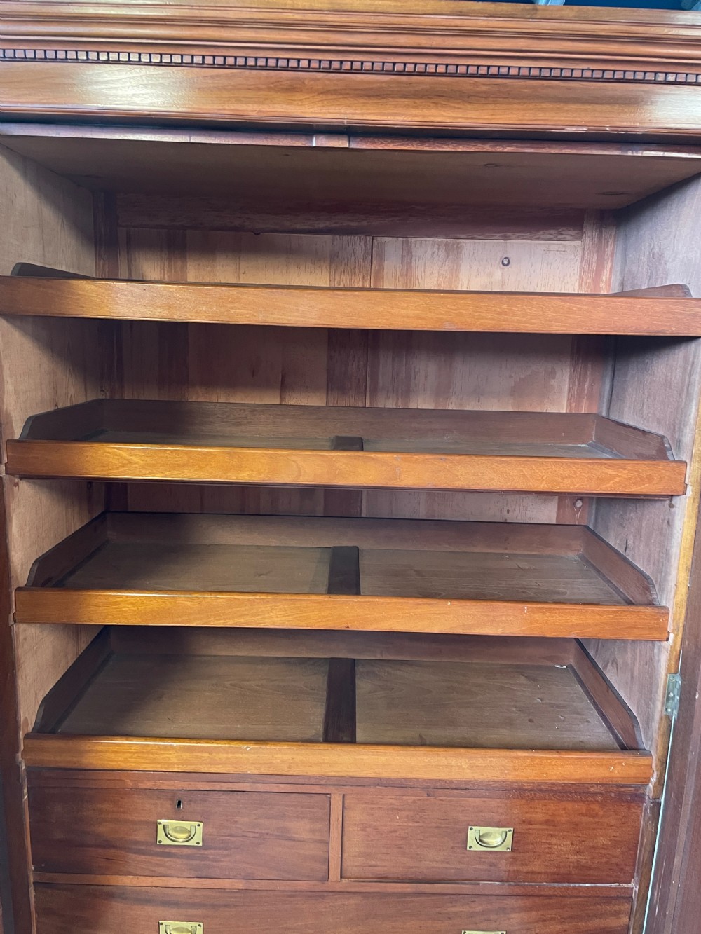 Arts and crafts solid walnut three door wardrobe circa 1890 View XI
