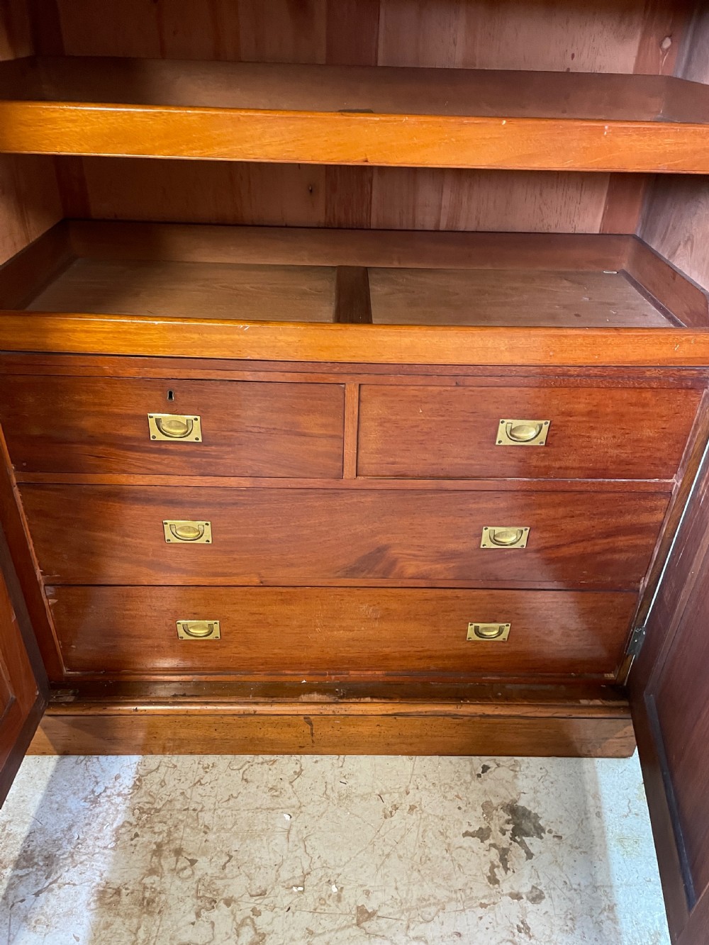 Arts and crafts solid walnut three door wardrobe circa 1890 View XIII