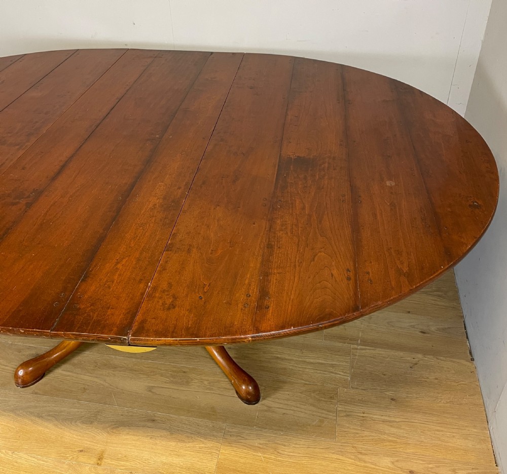 Solid cherry extending pedestal dining table circa 1930 View II