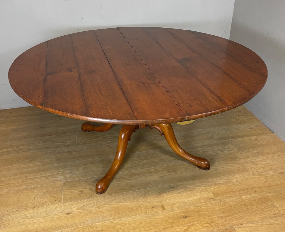 Solid cherry extending pedestal dining table circa 1930 View IX